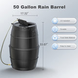 50 Gallon Black Rain Barrel Water Catcher - Collect Rainwater for Outdoor Use - EJWOX Products Inc