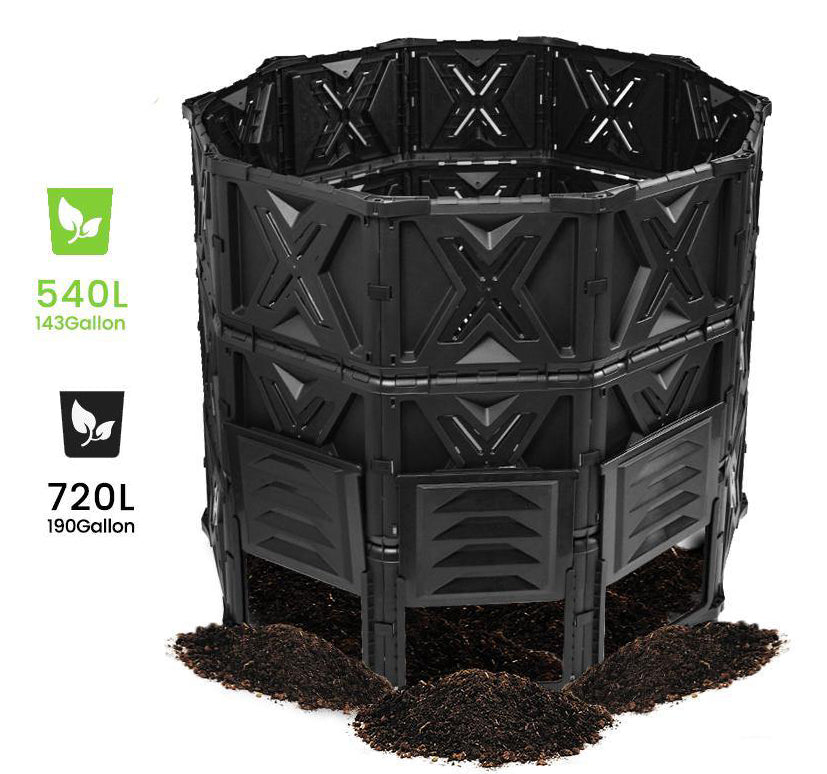 EJWOX Large Garden Compost bin, 80 Gal(300 L) Black/Green Door – EJWOX  Products Inc