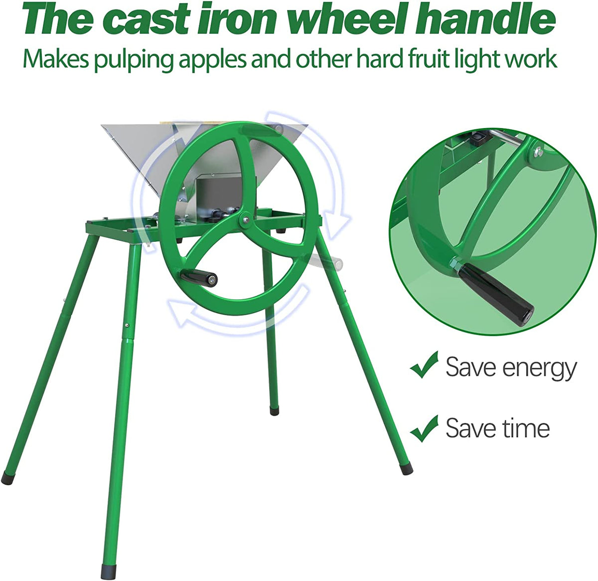 Fruit and Apple Crusher with Flywheel and Stand 7L Manual Juicer Gri