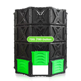 XXL Large Compost Bin Outdoor- 190G/143G-Easy Assembly-No Screws-BPA Free-Sturdy& Durable-Green Door - EJWOX Products Inc