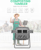 43 Gal Dual-Chamber Compost Bin Tumbler Outdoor - EJWOX Products Inc