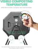 2021 Upgraded Tumbling Composter with Compost Thermometer - Dual Chamber Garden Compost Bin - EJWOX Products Inc