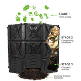 EJWOX Large Compost Bin Outdoor- 143/190 Gallon (540 /720  L) Garden Composter-BPA Free - EJWOX Products Inc