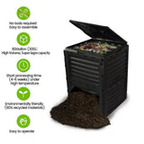 EJWOX Large Garden Compost bin -80 Gallon(300 L)-Recycled Plastic, Easy Assembling,  Black/Green Door - EJWOX Products Inc