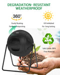 EJWOX Multifunction Garden Tumbling Composter, Heavy-Duty Fast-Working Compost Bin with Easy-to-use Drain Plugs to Collect Liquid,Black - EJWOX Products Inc
