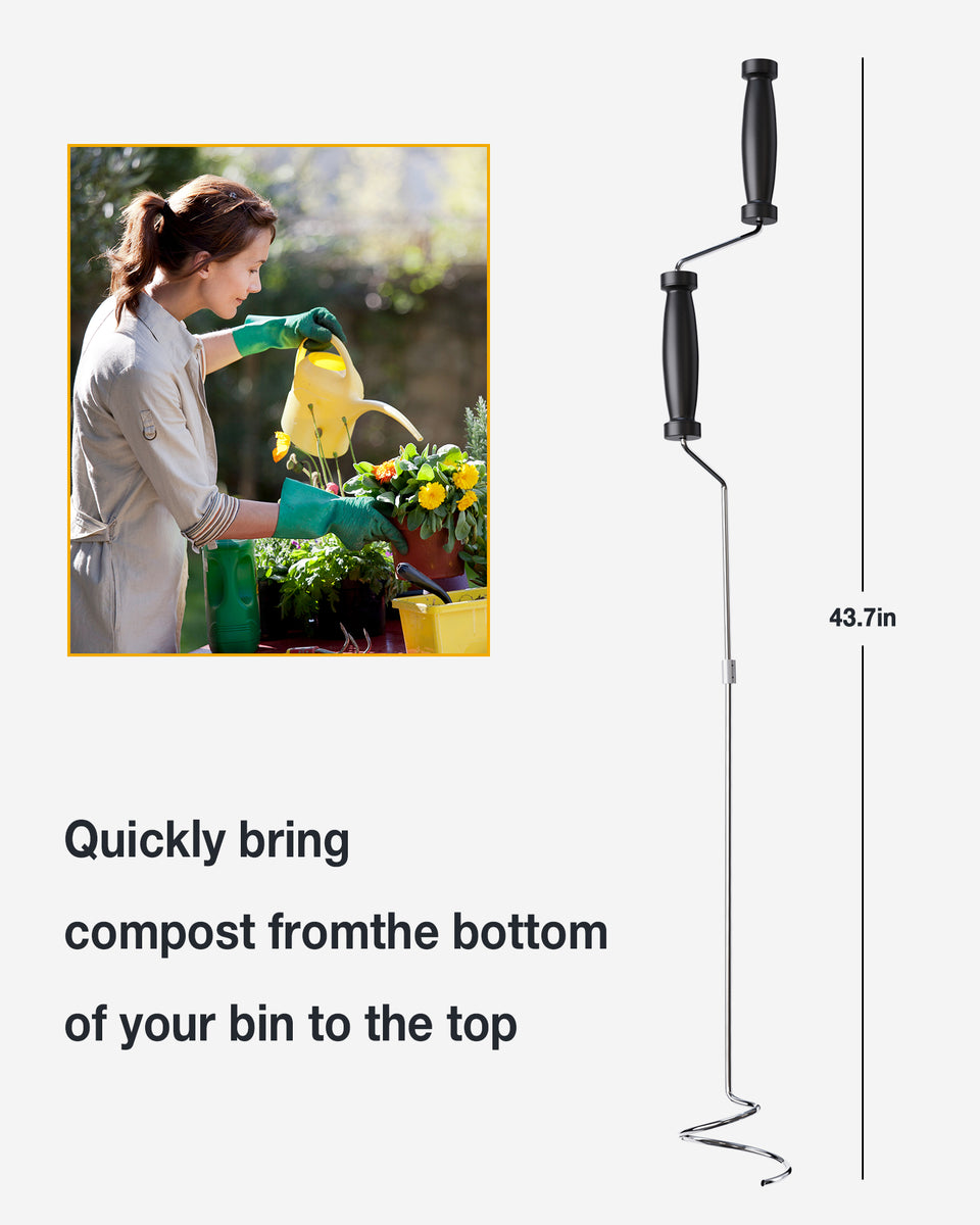 Compost Turner and Mixing Tool for Outdoor Compost Tumbler Bins EJWOX