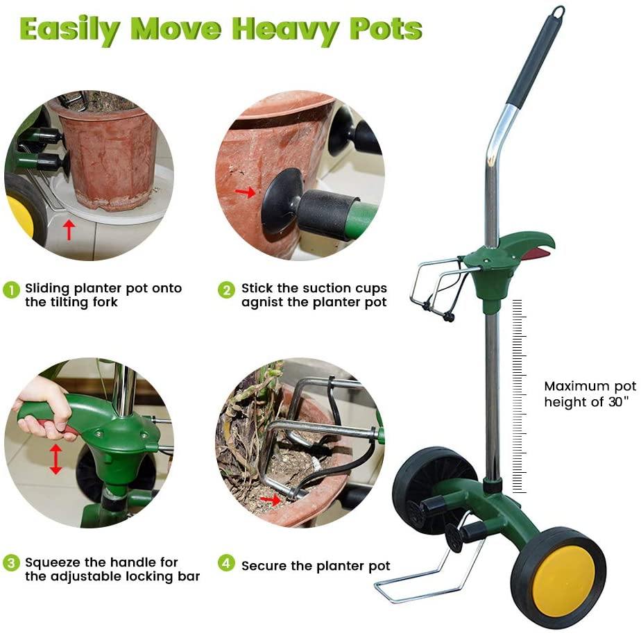 Garden Pot Plant Mover with Adjustable Handle EJWOX Products Inc