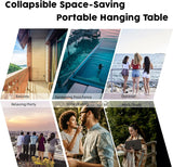 Folding Balcony Hanging Table - Outdoor Railing Bar Serving Table, 3 Adjustable Height/Durable & Maintenance-freet Material, Suitable for Patio, Garden and Deck(Black Wicker Style) - EJWOX Products Inc