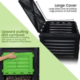 EJWOX Large Garden Compost bin -80 Gallon(300 L)-Recycled Plastic, Easy Assembling,  Black/Green Door - EJWOX Products Inc