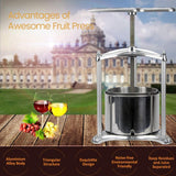 EJWOX Tabletop Wine/Cider/Fruit Press  Aluminum - 0.8/1.6 Gallon - EJWOX Products Inc
