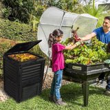 EJWOX Large Garden Compost bin -80 Gallon(300 L)-Recycled Plastic, Easy Assembling,  Black/Green Door - EJWOX Products Inc