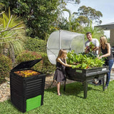 EJWOX Large Garden Compost bin -80 Gallon(300 L)-Recycled Plastic, Easy Assembling,  Black/Green Door - EJWOX Products Inc