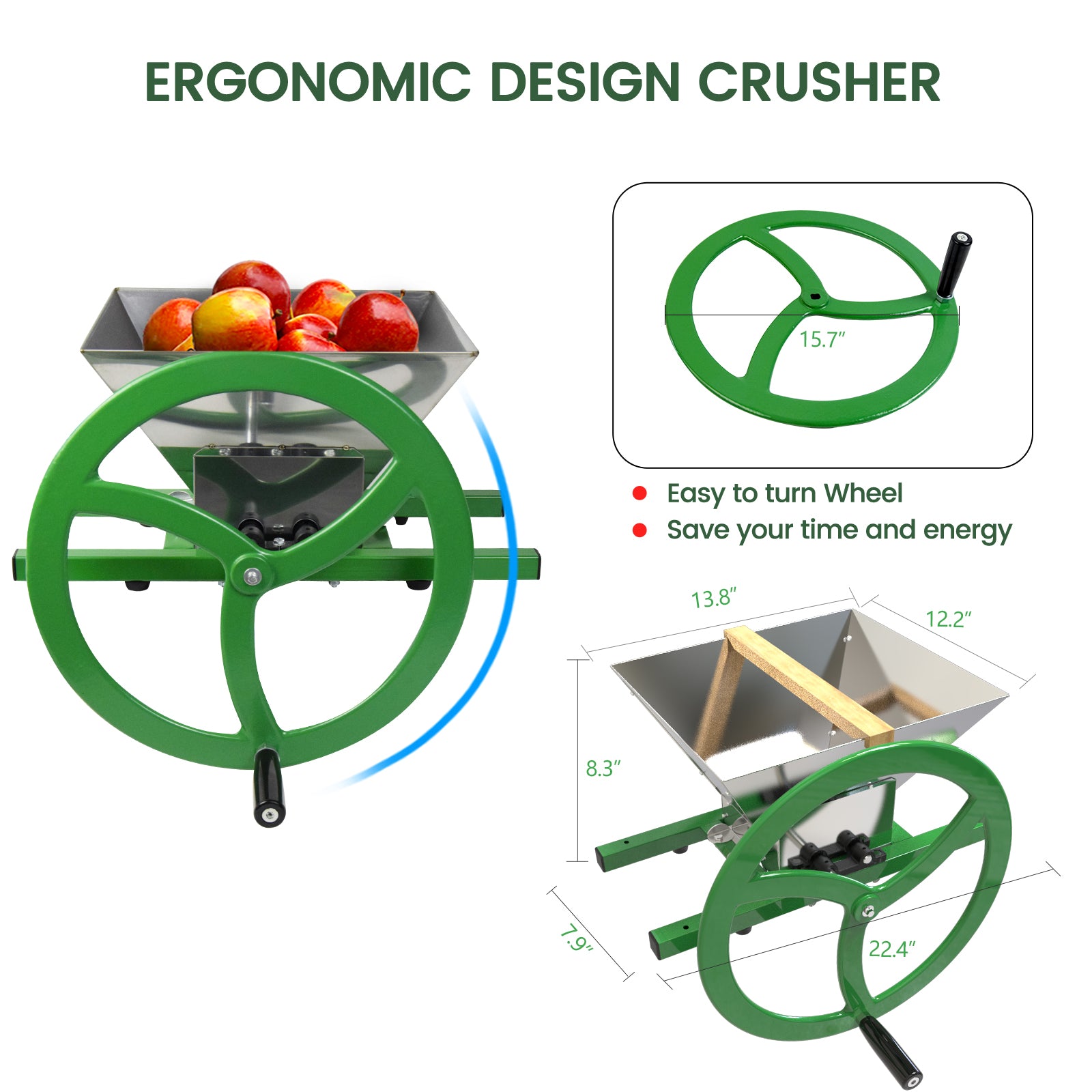 Fruit Apple Crusher With Wheel-7L Stainless Steel – EJWOX