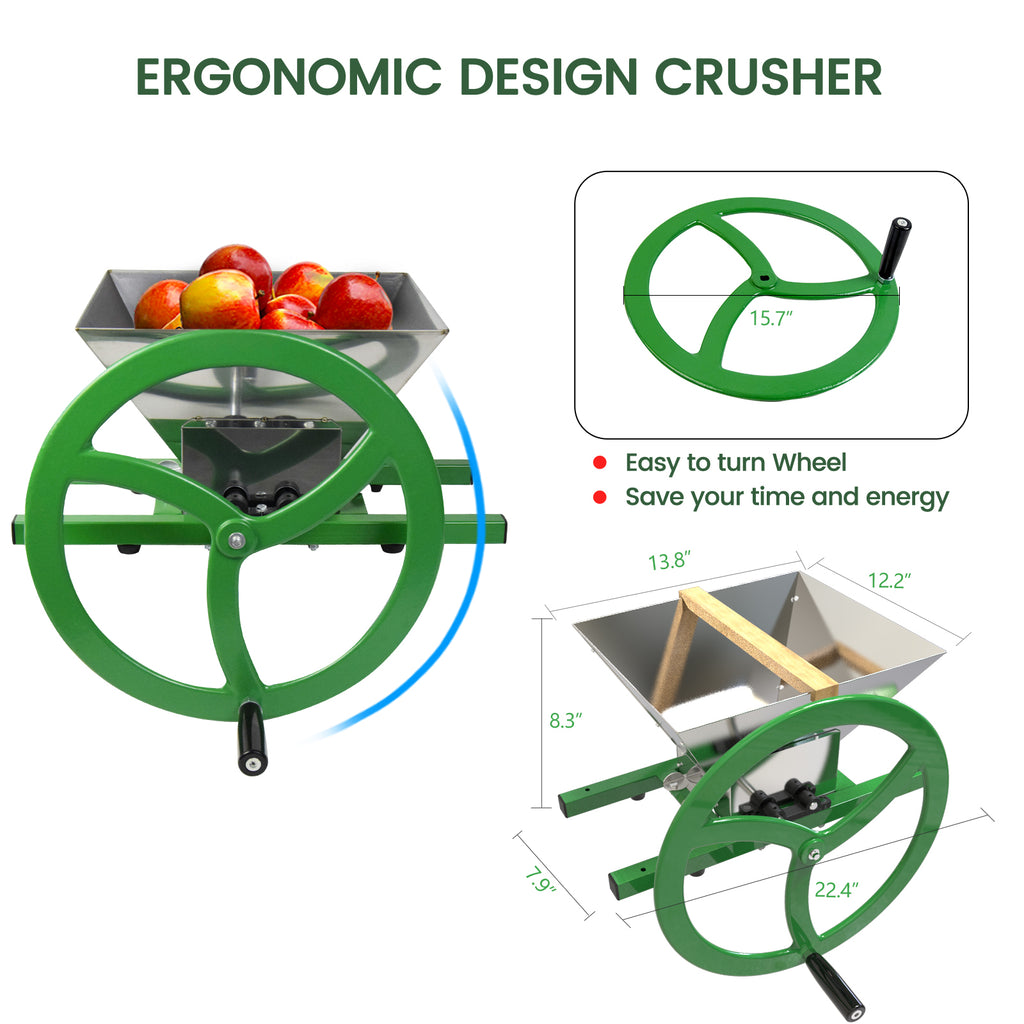 EnoItalia Motorized Apple & Pear Crusher, Fruit Shredder, Stainless Steel, 1.5 HP, 110V