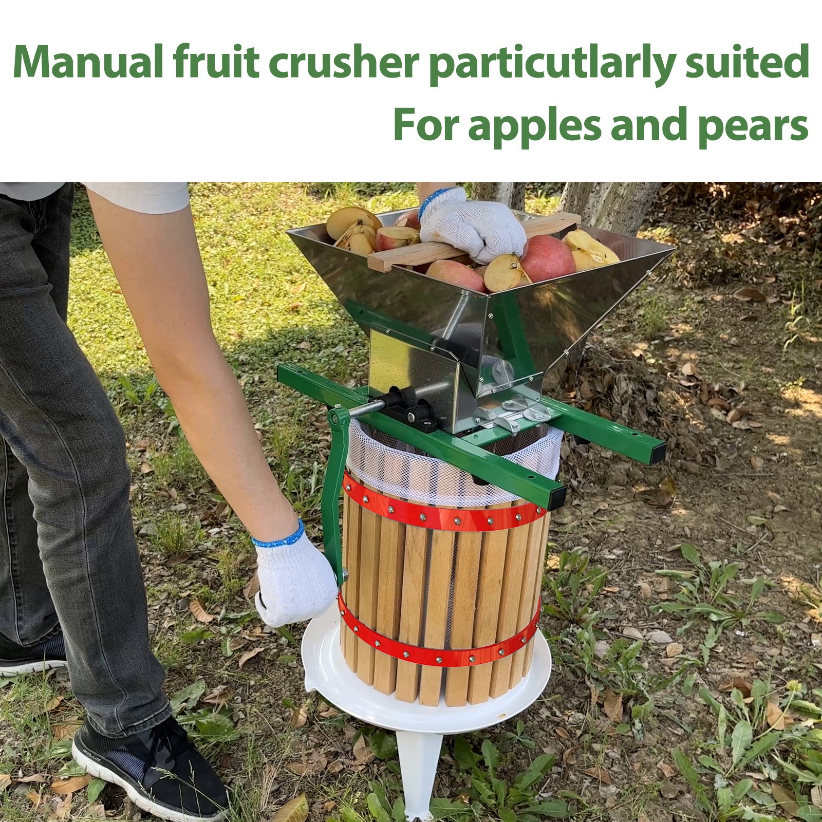Ejwox - Fruit and Apple Crusher - 7L Manual Juicer Grinder (Stainless