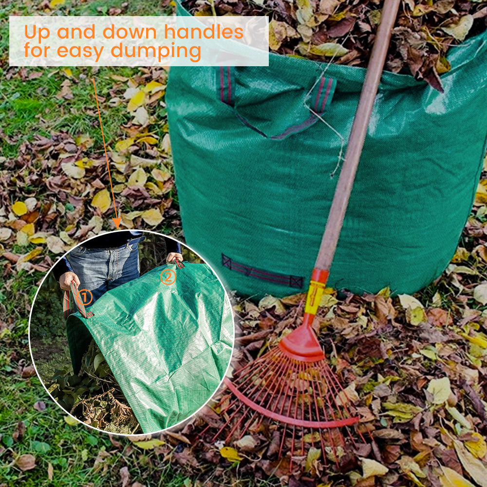 3 Pack Reuseable Garden Waste Bags, 32/63/72Gal Waterproof Debris