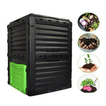 EJWOX Large Garden Compost bin -80 Gallon(300 L)-Recycled Plastic, Easy Assembling,  Black/Green Door - EJWOX Products Inc