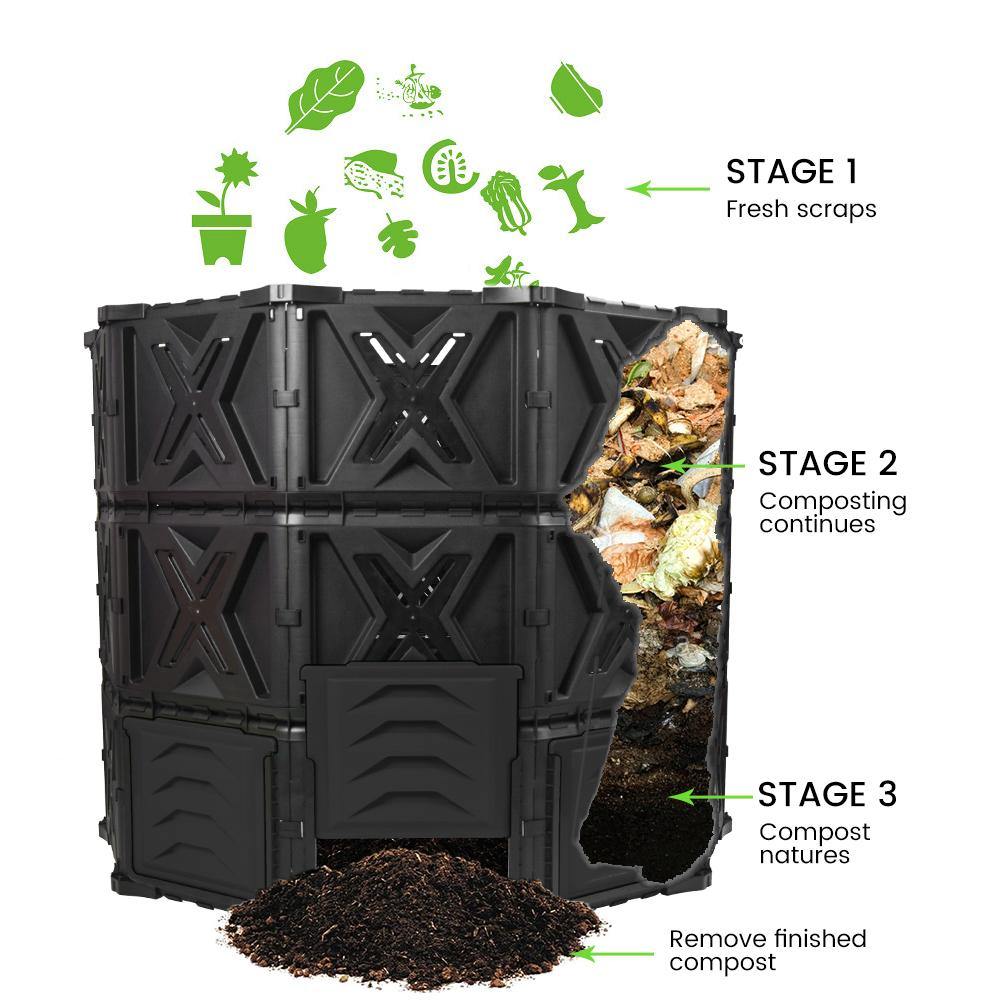 Large Compost Bin Outdoor, 143/190 Gal Composter – EJWOX Products Inc