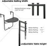 Folding Balcony Hanging Table - Outdoor Railing Bar Serving Table, 3 Adjustable Height/Durable & Maintenance-freet Material, Suitable for Patio, Garden and Deck(Black Wicker Style) - EJWOX Products Inc