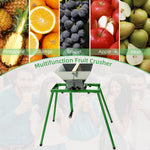 Fruit and Apple Crusher with Stand - 7L Manual Juicer Grinder,Portable Fruit Scratter Pulper for Wine and Cider Pressing(Stainless Steel,1.8 Gallon,Green) - EJWOX Products Inc