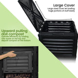 EJWOX Large Garden Compost bin -80 Gallon(300 L)-Recycled Plastic, Easy Assembling,  Black/Green Door - EJWOX Products Inc