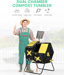 EJWOX Dual Chamber Compost Tumbler Outdoor Composting Bin, 2 X 18.5 Gal/140L - EJWOX Products Inc