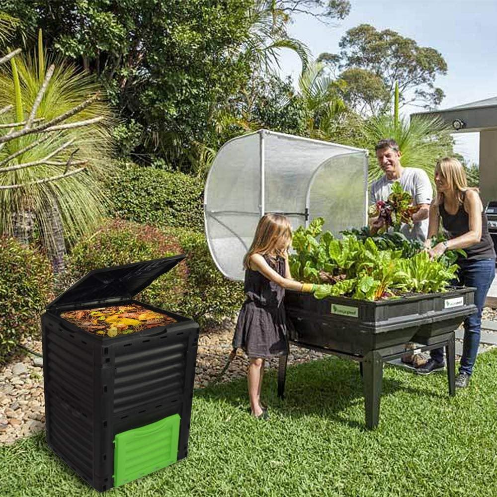 Dextrus Large Outdoor Compost Bin, 80 Gallon (300L) Composter Box with  Snap-on Top Lid and Aeration System, Lightweight Garden Compost Barrel  Tumbler, Easy Assembly, BPA Free 